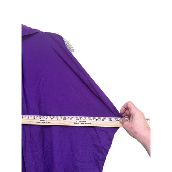 ETRO Purple Silk Button Up Cold Shoulder Over Sized Blouse Short Sleeve 38 - Picture 7 of 7
